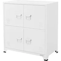 ML-Design Aktenschrank 75x40x80,5 cm Weiß - Büroschrank aus hochwertigem, pulverbeschichtetem Stahl mit 4 Türen und Lüftungsschlitzen, ideal für eine organisierte und stilvolle Arbeitsumgebung.