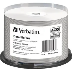 VERBATIM 43756 - CD-R 700 MB, 52x, Thermisch bedruckbar, 50er Spindel