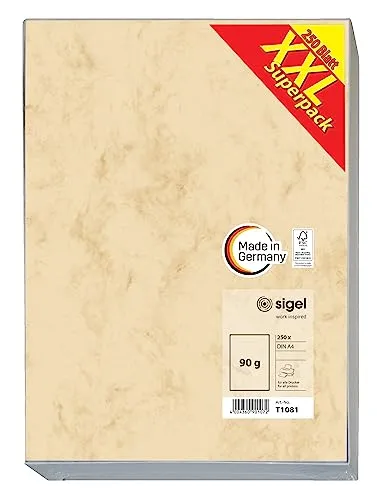 Sigel Farbiges Papier XXL DIN A4 Marmor Beige in beige von SIGEL