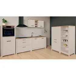 Produktbild home24 Küchenleerblock Sardegna, Kaschmir, Eiche Artisan, Glas, Holzwerkstoff, 3 Schublade(n) Schubladen, einzeln stellbar, 430 cm, höhenverstellbare Füße, Küchen, Küchenzeilen & Küchenblöcke, Küchenzeilen ohne Geräte