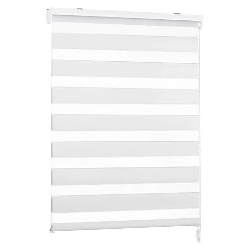 Victoria M. Doppelrollo für Fenster & Türen Duo-Rollo Lichtdurchlässig & Verdunkelnd mit Kettenzug Wand- o. Deckenmontage, 160 x 230cm, Weiss