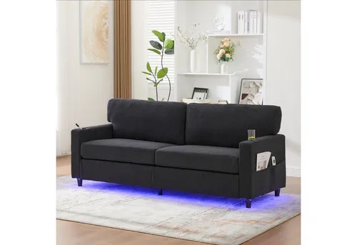 Modulares 2-Personen Chenille-Sofa mit USB-C und LED-Ambiente