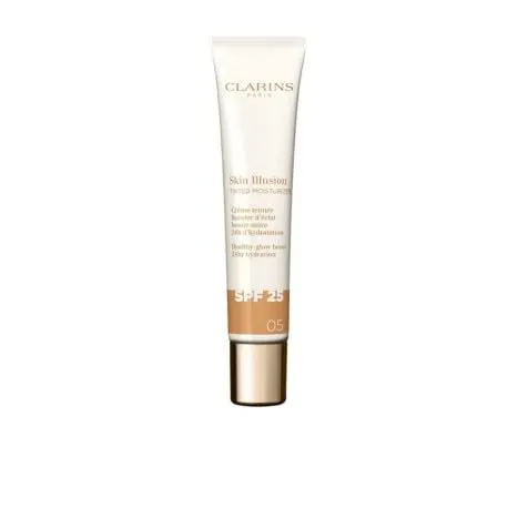 CLARINS Skin Illusion Tinted Moisturizer SPF 25 - Getönte Gesichtscreme 40 ml Nr. 05 - Make-up mit natürlicher Deckkraft und SPF 25, minimiert Poren und Fältchen für einen strahlenden Teint, ideal für einen gepflegten Look.