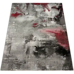 Kadima Design Teppich Grau, Rechteckig 120x170 cm - Moderner Kurzflor Teppich in Grau mit abstraktem Design für stilvolle Indoor-Räume. Der schmutzabweisende Teppich vereint Retro-Muster und Used-Look und schafft eine einladende Atmosphäre in Wohnzimmer, Schlafzimmer und Flur.