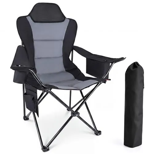 YEAUPE PRO Campingstuhl Faltbar Bequem Gepolster, 150 KG Belastbar | Camping Stuhl mit Hochlehner & Breiter Sitz | Multifunktional Angelstuhl, Karpfenstuhl, Klappstuhl für Camping Festivals, L