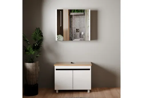 Karen Badmöbel-Set Venus, 2-teiliges Badmöbel-Set mit Unterschrank und Spiegelschrank - Das Venus Badmöbel-Set vereint modernes Design und praktische Funktionalität. Mit Softclose-Funktion und pflegeleichten Oberflächen bringt es Stil und Ordnung in jedes Badezimmer. Ideal für kompakte und große Räume.