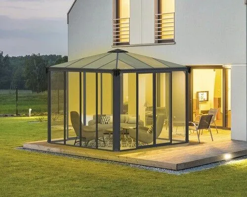 Palram Canopia Ledro Wintergarten Pavillon Aluminium grau 295x295x276cm
