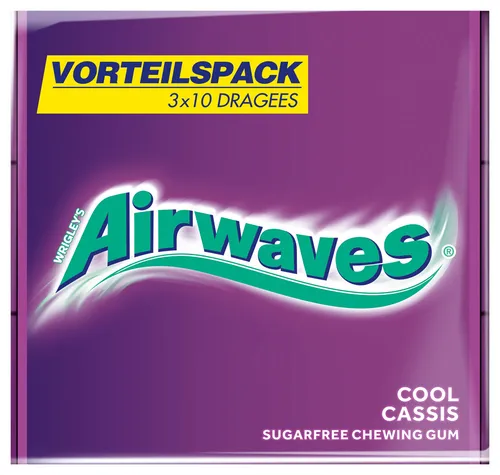 Airwaves Kaugummi Mix Cool Cassis, Menthol Eucalyptus & Cherry Menthol 9x 3x10