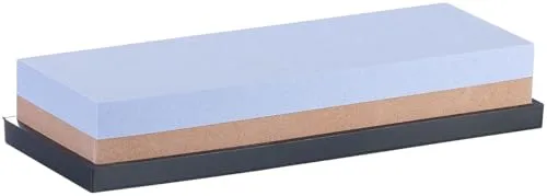 TokioKitchenWare Wetzstein: Doppel-Wasser-Schleifstein mit rutschfestem Halter, Körnung 240/800 (Wasser Schleifstein Messer, Wetzstein Messer, Schleif)
