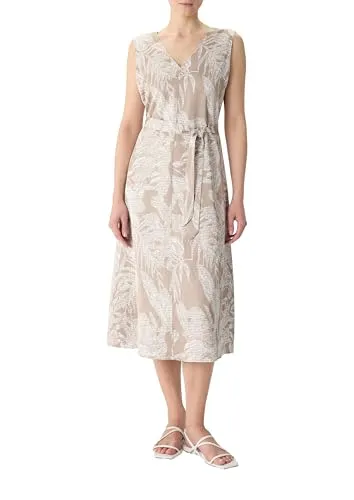 Comma Satiniertes Leinenmix-Kleid in Midilänge