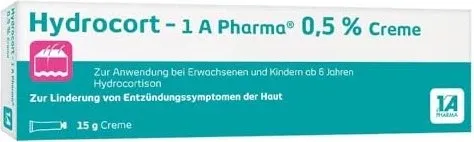 HYDROCORT-1A Pharma 0,5% Creme 15 g - Hautpflege für gereizte Haut, enthält 0,5% Hydrocortison und wirkt entzündungshemmend. Ideal für schnelle Linderung von Hautbeschwerden.