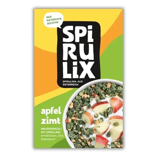 SPIRULIX Knuspermüsli 300g mit Spirulina – Apfel Zimt