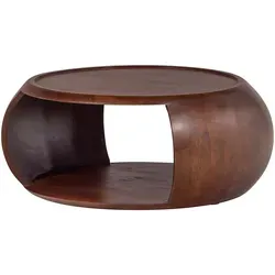 Couchtisch Cole – Modernes Design aus Mangoholz, Ø 72 cm - Der Couchtisch Cole aus langlebigem Mangoholz vereint modernes Design mit Funktionalität. Abgerundete Kanten und integrierter Stauraum schaffen eine harmonische Wohnatmosphäre.