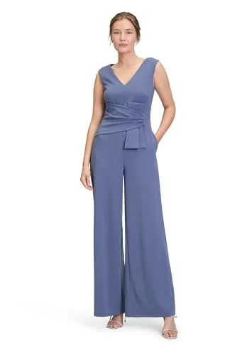 Vera Mont Damen Overall 5063/4467 in Tansanit Blue, Größe 38 - Eleganter Damen Jumpsuit mit ausgestellter Passform für einen fließenden Fall. Perfekt für besondere Anlässe. Ärmel- und V-Ausschnitt-Design verleiht einen stilvollen Look.