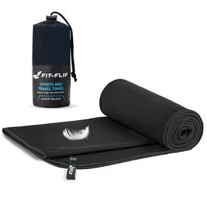 Fit-Flip Reisehandtuch Mikrofaserhandtuch, 70 x 140 cm, Mikrofaser, schwarz