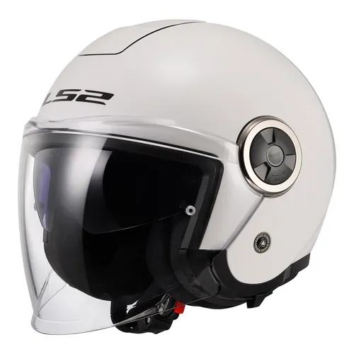 LS2 OF620 Classy Solid Jethelm XL - Weiß - Motorradhelm mit verstärktem Kinnriemen und UV- sowie kratzfestem Visier. Ideal für Sicherheit und Komfort beim Fahren.