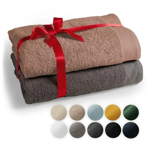 Blumtal Premium 2-TLG. Saunatuch Set 80x200cm - Saunatücher Set aus 100% Baumwolle, OEKO-TEX zertifiziert, extra weich und saugstark. Ideal für Wellness-Tage und einfach waschbar bei 60°C.