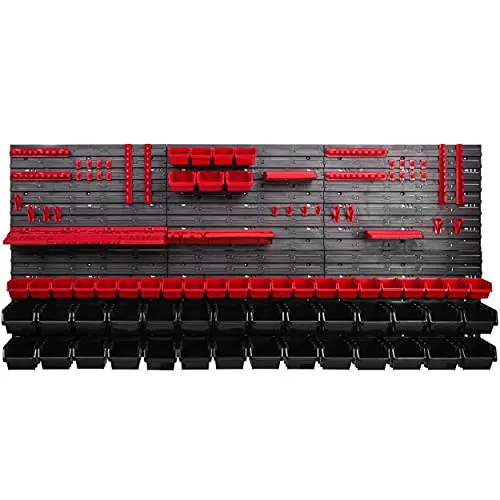 cm Stapelboxenwandregal Werkstattregal Sichtlagerkiste Box Schütte Werkzeughalter Haken (ITBNN600x6-U2111-MIX58) 173 x 78