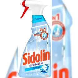 Sidolin Cristal Glasreiniger 500ml - Streifenfreier Glanz - Sidolin Cristal mit innovativer Flüssigglas-Technologie sorgt für streifenfreie Sauberkeit auf Fenstern und Glasoberflächen. Ideal für den täglichen Einsatz im ganzen Haus.