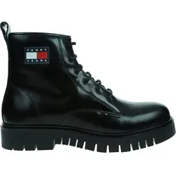 Tommy Hilfiger EN0EN02624BDS - Stylische schwarze Stiefel für Damen - Größe 38 - Wanderschuhe in Schwarz, ideal für die Herbst-Wintersaison. Mit dicker, strapazierfähiger Sohle für optimalen Halt und Isolierung, perfekt kombinierbar mit verschiedenen Jeansstilen.