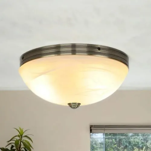 Deckenlampe Jugendstil Alabaster Weiß Bronze Ø 31 cm in bronze von Licht-Erlebnisse