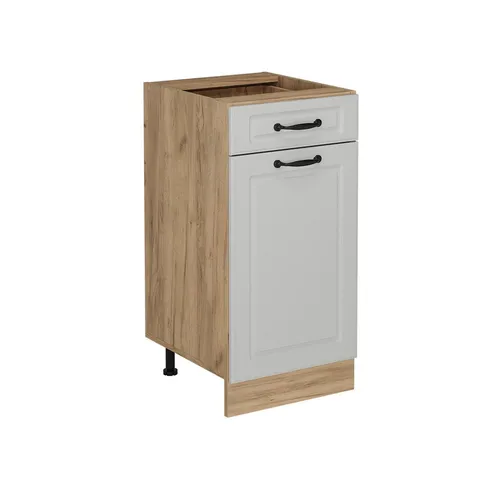 Vicco Unterschrank R-Line, Weiß Landhaus / Goldkraft Eiche - Unterschrank für die Küche mit modularer Aufstellbarkeit und höhenverstellbaren Füßen, ideal für individuelle Anpassungen und optimalen Stauraum.