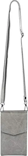 styleBREAKER Mini Umhängetasche mit V-Klappe und Metall Detail | kleine Handytasche zum Umhängen | elegante Crossbody Bag mit Kartenfächern für Damen, Farbe:Grau