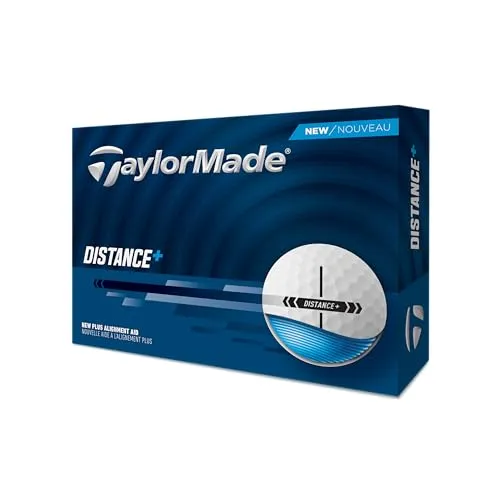 TaylorMade New Distance+ Golfbälle 2025 – Maximale Distanz für Ihr Spiel - Golfbälle mit High-Speed-React Speed-Kern für verbesserte Geschwindigkeit und Distanz. Ideal für Spieler, die Kontrolle und Leistung auf der Strecke suchen.
