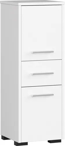 Stehender Badezimmerschrank AKORD FIN Weiß 2 Türen 3 Ebenen B30 x H85 x T30 cm