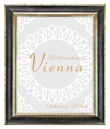 Einzelrahmen Bilderrahmen Vienna, 60x80 cm, Schwarz Silber, Holz - Eleganter Holz-Bilderrahmen im Vintage-Design, ideal für Bilder, Fotos und Kunstdrucke. Mit bruchfestem Kunstglas und flexibler Wandmontage. Perfekt für individuelle Rahmungen!