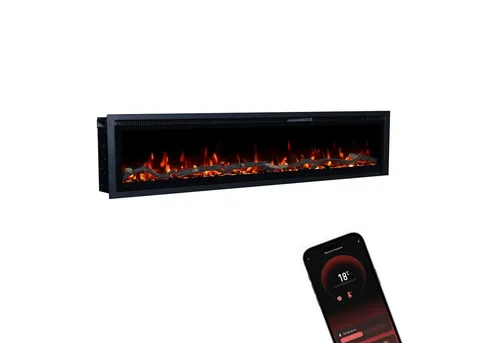 GLOW FIRE Elektrokamin GF Core - 3D Feuer & Heizung - Eleganter Elektrokamin für Wandmontage oder freistehend, mit realistischem 3D Feuer, Heizleistung bis 1800 W und Smart-App Steuerung für höchsten Komfort.