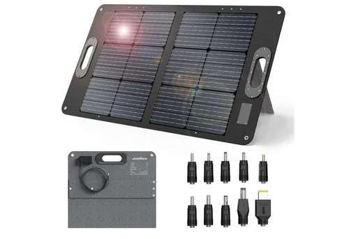 JustNow Faltbares Solar Modul für Camping & Vanlife - Flexibles und tragbares Solarpanel (60 W) für Wohnmobile, Boote und Garten. Ideal für Camping und Wandern, mit USB-Anschluss und korrosionsbeständiger Oberfläche.
