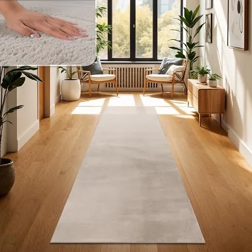 Paco Home Teppich Wohnzimmer Kunstfell weich waschbar modern elegant pflegeleicht Felloptik Uni Seidenglanz flauschig Kurzflor, Grösse:100x200 cm, Farbe:Beige