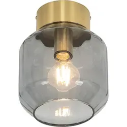 QAZQA Stiklo - Smarte Deckenleuchte aus Messing mit Rauchglas - Moderne Deckenleuchte mit goldfarbenem Finish und dimmbarer WLAN-Funktion für individuelles Lichtdesign. Ideal für stilvolle Wohnzimmer.