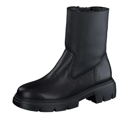 Paul Green Stiefelette Leder/Textil schwarz 38,5 EU - Wanderschuhe mit Lammwolle-Futter für optimalen Komfort und Wärme, ideal für kühle Tage. Stilvolles Design mit Reißverschluss und Blockabsatz.