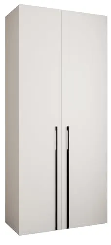 MEBLE KRYSPOL Como 3 Schrank mit 2 Türen - Kleiderschrank - Garderobe - Aufbewahrungsschrank für Schlafzimmer, Jugendzimmer, Kinderzimmer - 245,5x110x50cm - Weiß, Schwarz