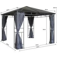 Grasekamp Pavillon Hardtop Limone 3x3m mit Seitenteilen - Pavillon aus robustem Aluminium und Polycarbon, ideal für Gartenpartys und bietet optimalen Schutz vor Sonne und Regen.