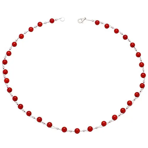 Echte Koralle Rot Kette Collier für Damen in rot von Schmuck Krone