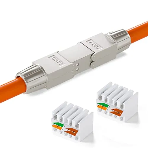 HB-DIGITAL 1x CAT 7 LSA werkzeugloser Netzwerkkabel Verbinder CAT 7 STP feldkonfektionierbare Kupplung Adapter Verlängerung für LAN Verlegekabel Ethernet Installationskabel