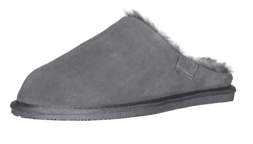 Harrys-Collection Herren Hausschuh Pantoffel aus Lammfell in 3 Farben TPR Sohle, Farben:dunkelgrau, Schuhgröße:47