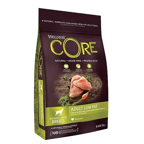 Wellness CORE Low Fat - 10 kg Hundefutter für sterilisierte oder übergewichtige Hunde, getreidefrei und mit hohem Fleischanteil für optimale Ernährung