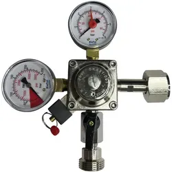 BieTal® Druckminderer CO2 1-leitig mit Inhaltsanzeiger 3 bar - Zapfanlagen Druckregler ideal für Bierzapfanlagen, ausgestattet mit Arbeits- und Inhaltsmanometer für präzise Druckkontrolle und wartungsfreiem Kugelabsperrventil.