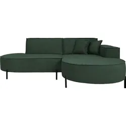 Ecksofa 3-Sitzer im Loft-Stil – L-Form, Dunkelgrün mit Metallfüßen - Modernes Ecksofa im Loft-Stil mit hohen Metallfüßen für einen eleganten Look. Wähle zwischen Bouclé oder Chenille-Cord für ein gemütliches Ambiente. Ideal als Raumteiler und in vielen Farben erhältlich.