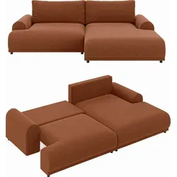 ECKSOFA Lounge mit Schlaffunktion und Bettkasten - Terracotta - Ecksofa für Wohnzimmer mit Schlaffunktion und praktischem Bettkasten, ideal zum Entspannen und Schlafen. Stylisches Design in Terracotta, perfekt für modernes Wohnen.