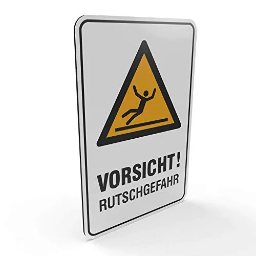 Betriebsausstattung24® Warn-Kombischild Vorsicht Rutschgefahr Schild | Hinweisschild in 30,0 x 20,0 cm (Aluminium Verbundplatte, Vorsicht! Rutschgefahr)
