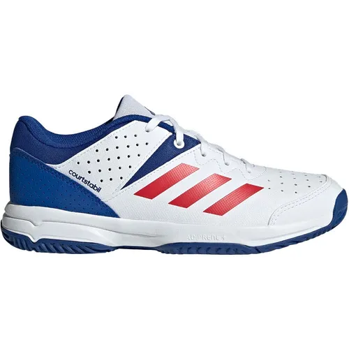 adidas Unisex Kids Court Stabil Schuh - Hochwertige Handballschuhe für Jungen - Handballschuhe mit regulärer Passform, abriebfestem Synthetik-Obermaterial und leichter EVA-Zwischensohle für optimalen Komfort und Stabilität.