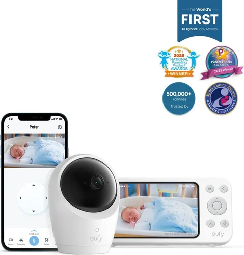 eufy Babyphone mit Kamera E20 - Babyphone mit 2K HD und intelligenter Geräuschreduzierung, ideal für die sichere Überwachung deines Babys, auch ohne WLAN.
