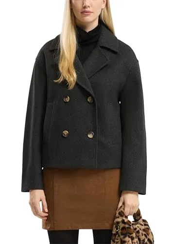 QS Cabanjacke in Wolloptik – Stylischer Oversized Fit - Modische Cabanjacke mit Oversized Fit, rundem Ausschnitt und Reverskragen. Ideal für jeden Anlass, bietet sie einen femininen Look mit praktischen Paspeltaschen.