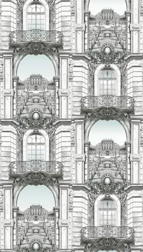 Livingwalls Vliestapete - Elegante Wandtapete für Balkon und mehr - Tapeten: Hochwertige Vliestapete in Schwarz, Grau und Weiß, leicht anzubringen und abziehbar. Verleiht jedem Raum eine elegante Atmosphäre und ist ideal für kreative Wohnraumgestaltungen.