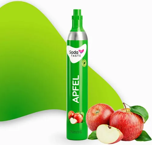 SodaTASTE Apfel CO2-Kaufzylinder (Schraubventil) - für bis zu 60 l Sprudelwasser - Verwandle Leitungswasser in sprudelnde Erfrischung mit dem SodaTASTE Apfel CO2-Kaufzylinder. Ideal für gängige Wassersprudler, sorgt er für bis zu 60 l fruchtigen Genuss ohne Zucker.